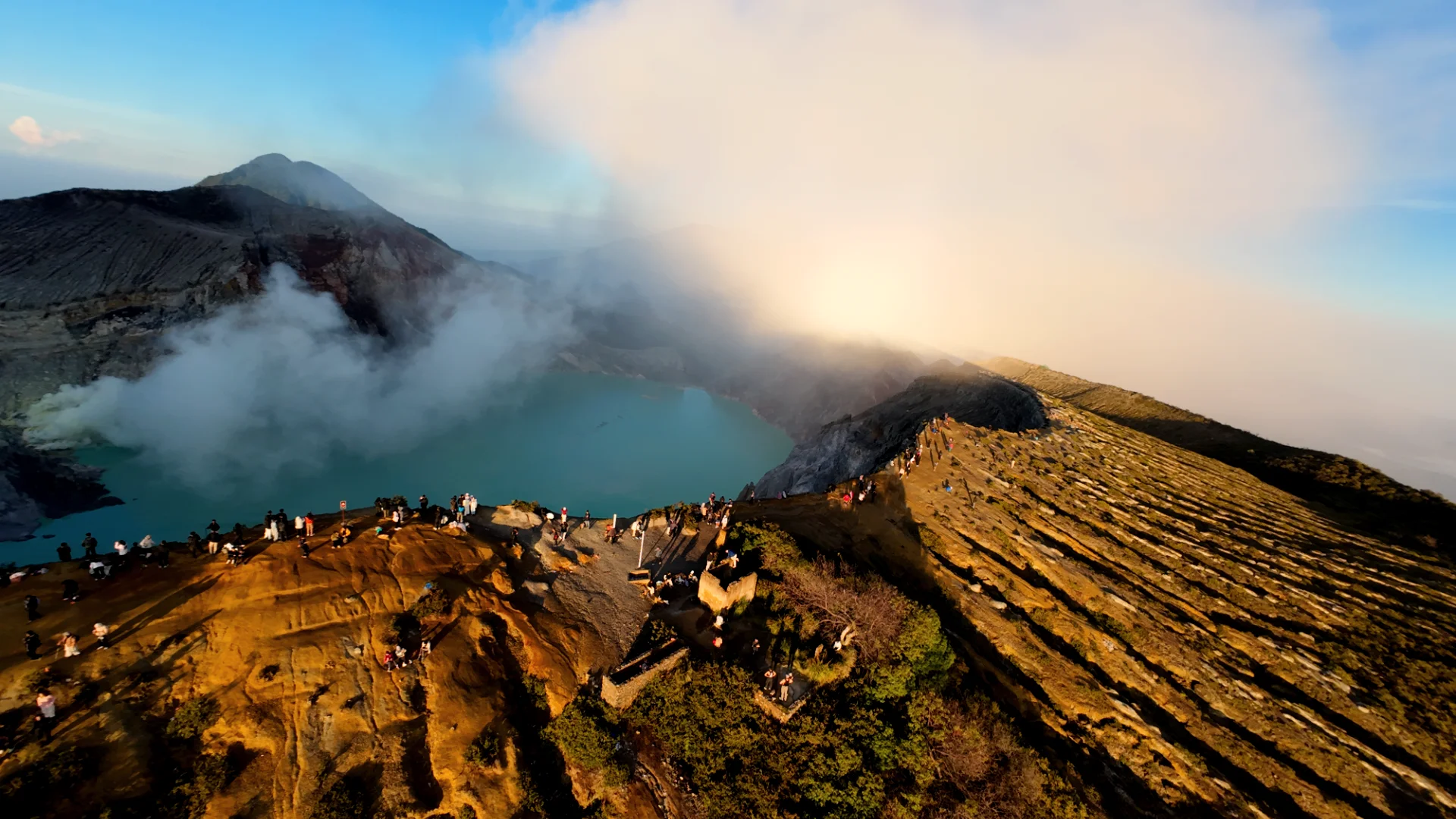 The Trail to Ijen Summit The trekking trail at Ijen Crater leading up from Paltuding basecamp