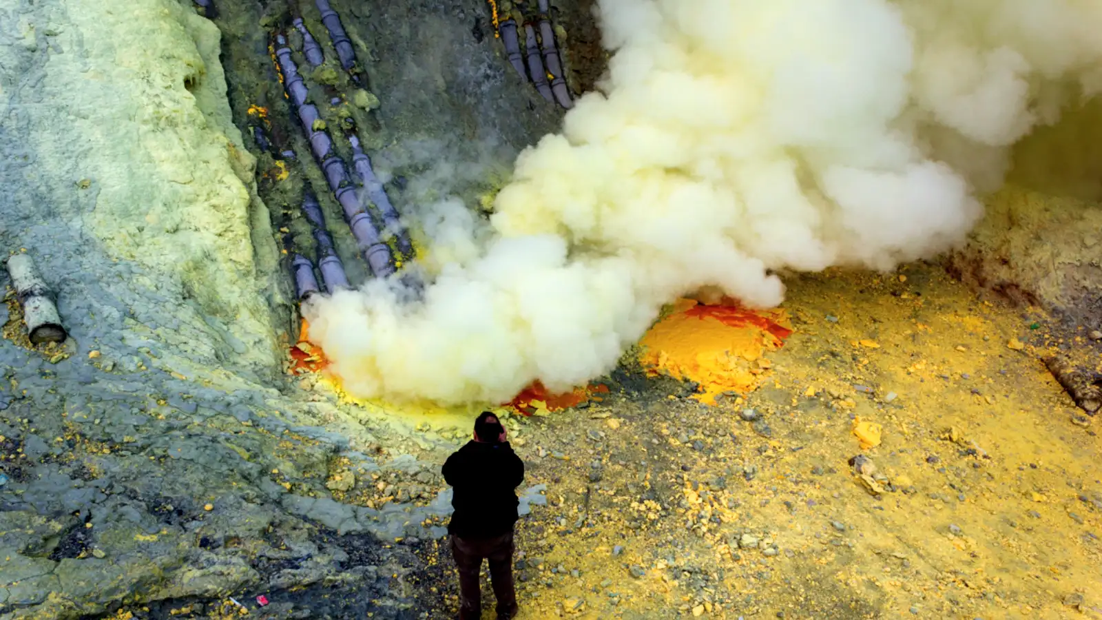 The mesmerizing Blue Fire of Ijen Crater during a low gas emission period