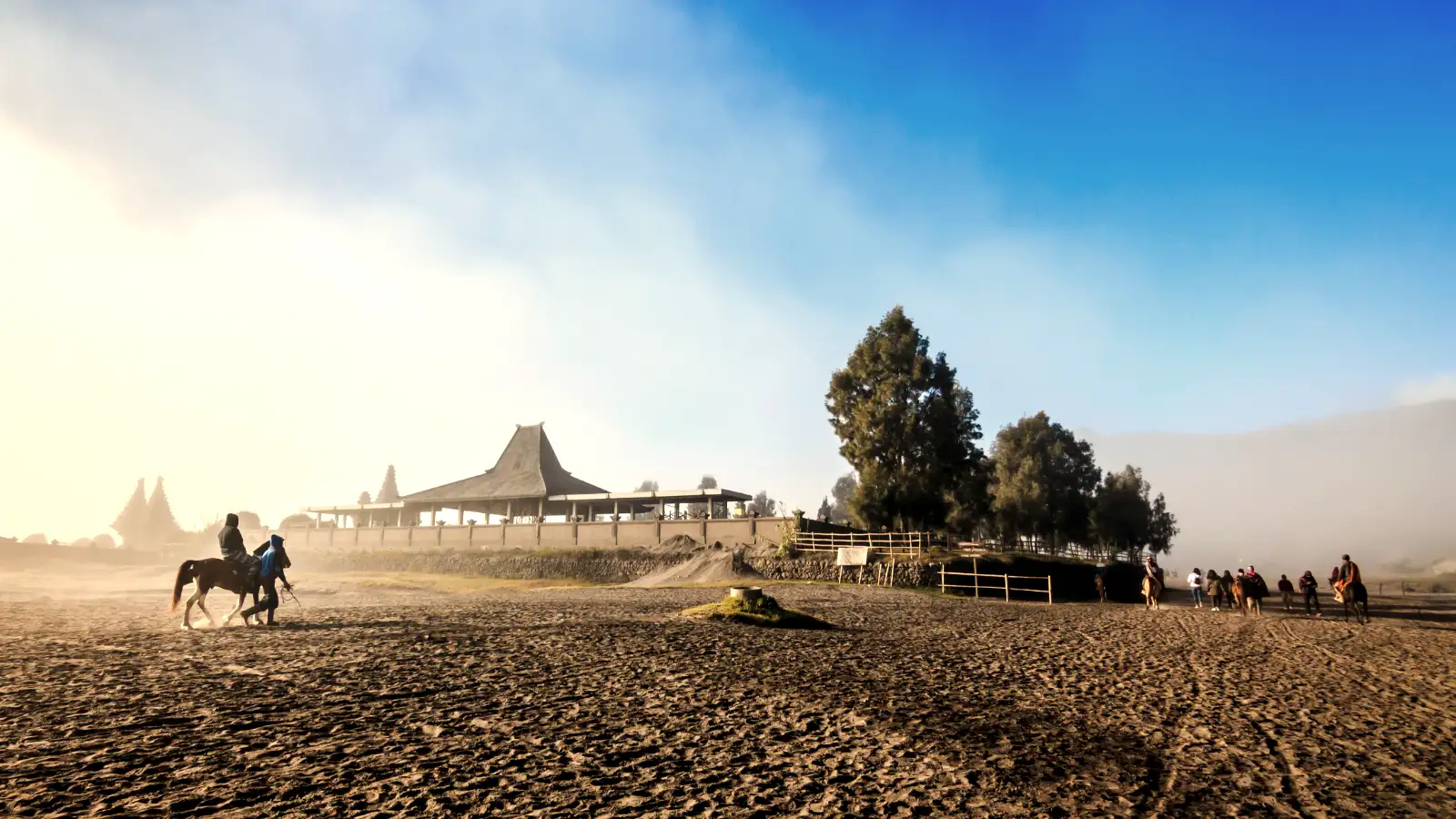 Hiking trail near Mount Semeru with Ranu Kumbolo lake in view