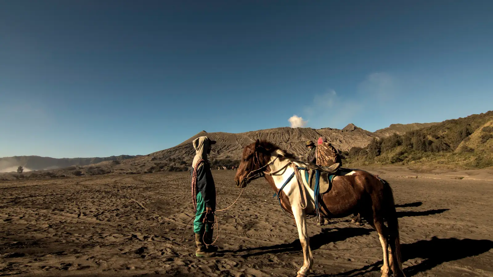 Mount Bromo smoking crater in the middle of the Sea of Sand