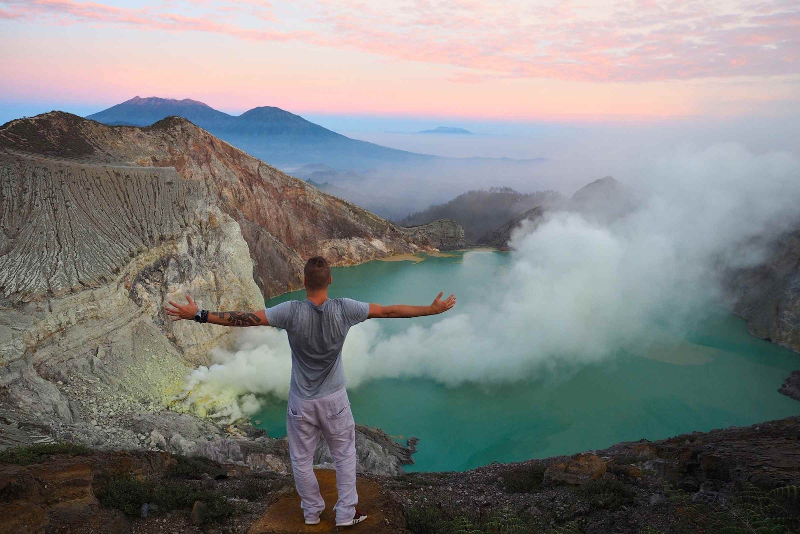 The Ijen crater sunrise is one of the most breathtaking volcanic sunrise experiences in Indonesia, located in Banyuwangi, East Java.