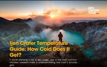 Ijen crater temperature at night showing cold conditions during blue fire hike in East Java