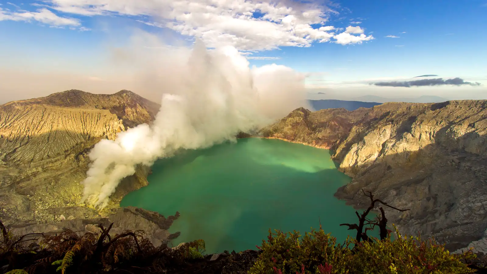 Ijen Crater Lake Volcanic Geology The turquoise acidic lake of Ijen Crater at sunrise