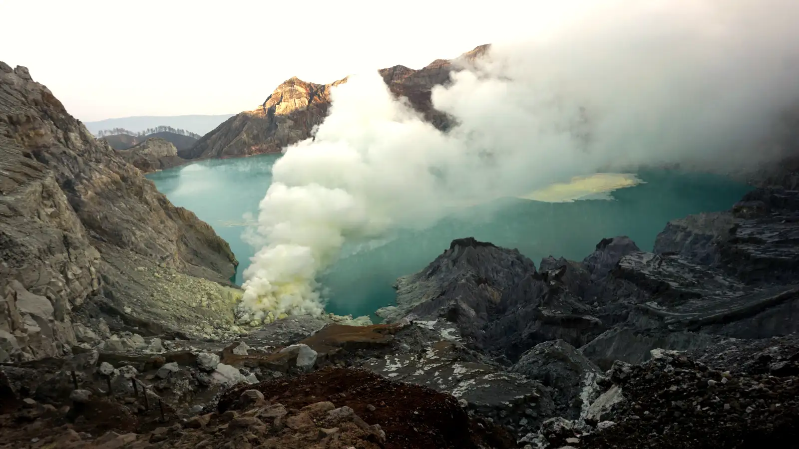 The Path to the Peak Hiking trail leading up to the Ijen crater rim