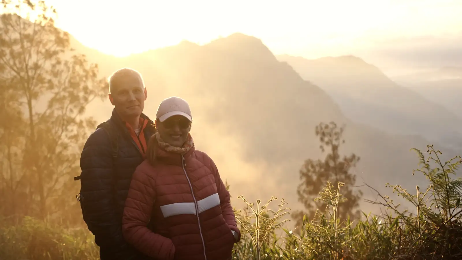 Sunrise view over Mount Bromo and Mount Semeru from King Kong Hill viewpoint