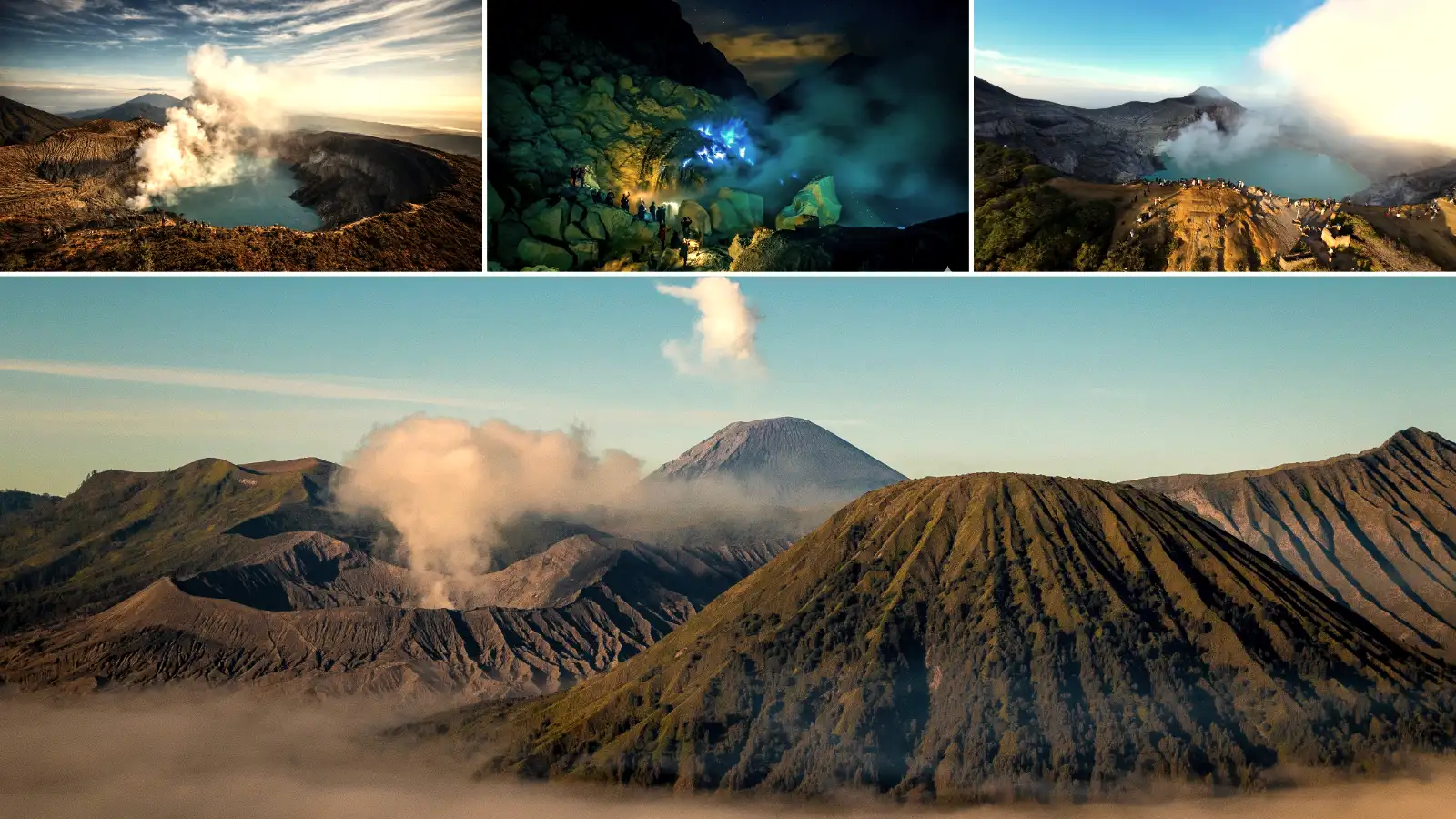 The ethereal landscape of Ijen Crater Stunning turquoise acid lake and sulfur smoke at Ijen Crater during a Bromo Ijen tour